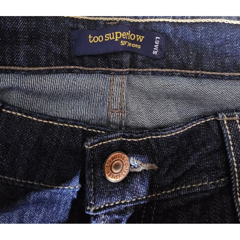 Levis 524 Too Superlow Jeans Dark Wash Slim Straight Denim Womens 15 Medium - Picture 6 of 11